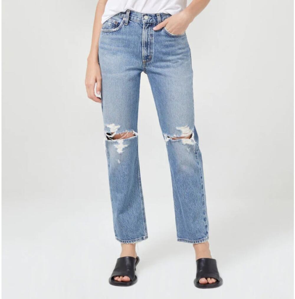 Agolde Mia Jeans Rule straight leg relaxed ripped distressed Size 27